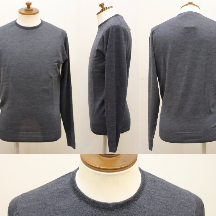 [JOHN SMEDLEY] ルンディ（クルーネックプルオーバー）30G：BLACK