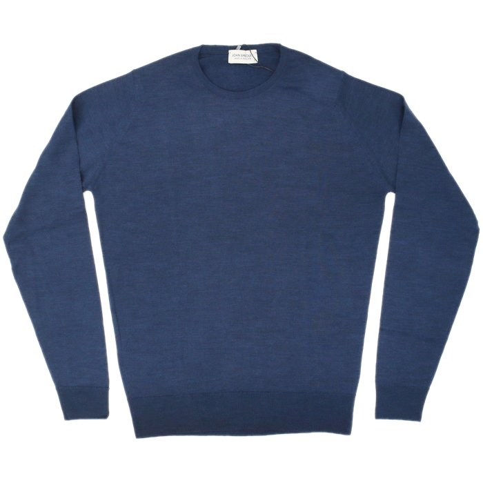 [JOHN SMEDLEY] ルンディ（クルーネックプルオーバー）30G：INDIGO