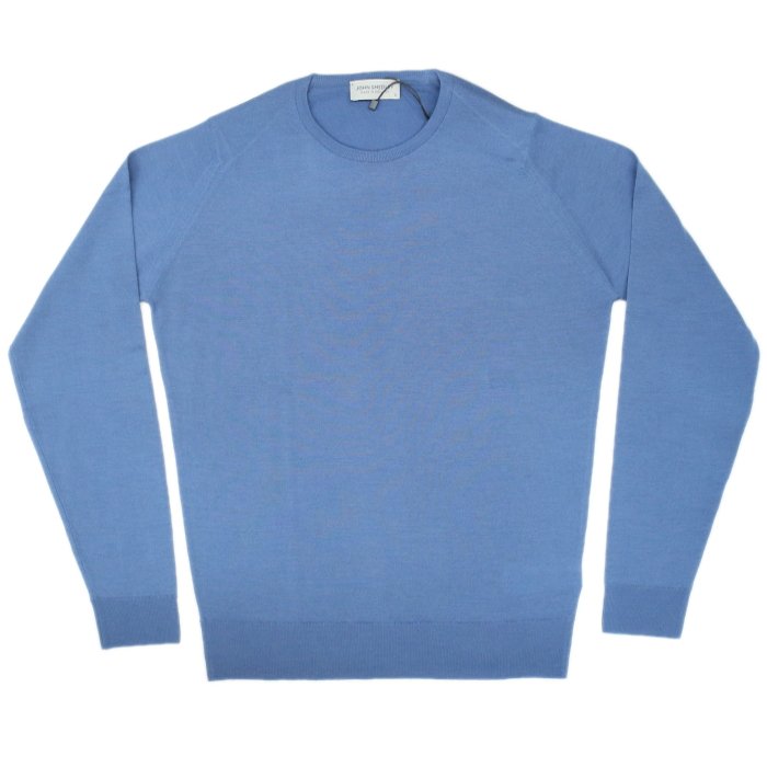 [JOHN SMEDLEY] ルンディ（クルーネックプルオーバー）30G：DERWENT BLUE