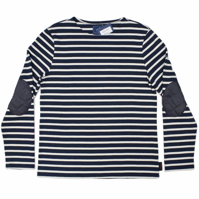 [SAINT JAMES× LAVENHAM] ロングTEE エルボーパッチ｜MARINEマリン×ECRUキナリ(SUFFORK NAVYネイビー)