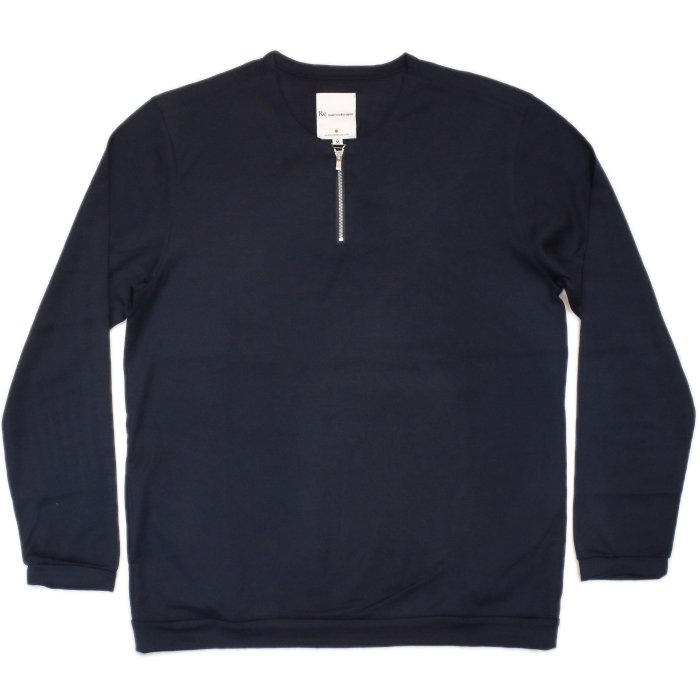 [RE clothing] ウールニット ショートジッププルオーバー：NAVY