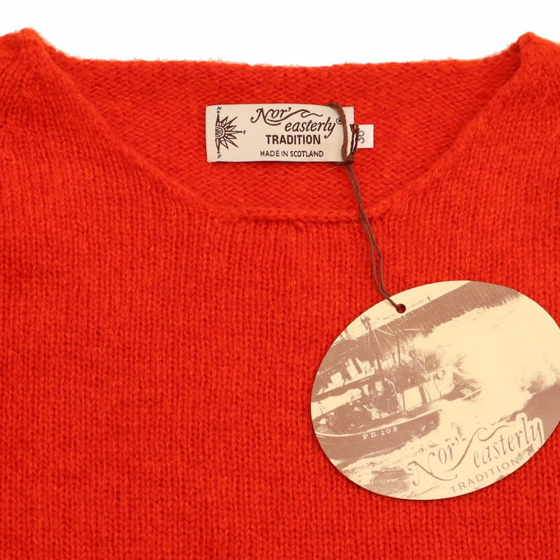 [Nor'easterly TRADITION] L/S WIDE NECK ニット｜13-001 /SCARLETレッド