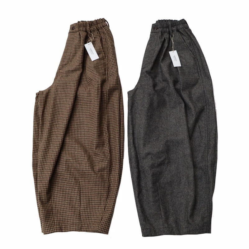 [HARVESTY] WOOL TWEED CIRCUS PANTSウールツイード サーカスパンツ｜A11916 /35キャメル /18チャコール