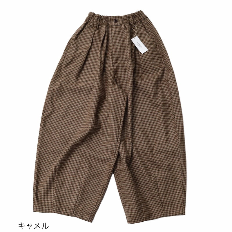 [HARVESTY] WOOL TWEED CIRCUS PANTSウールツイード サーカスパンツ｜A11916 /35キャメル /18チャコール