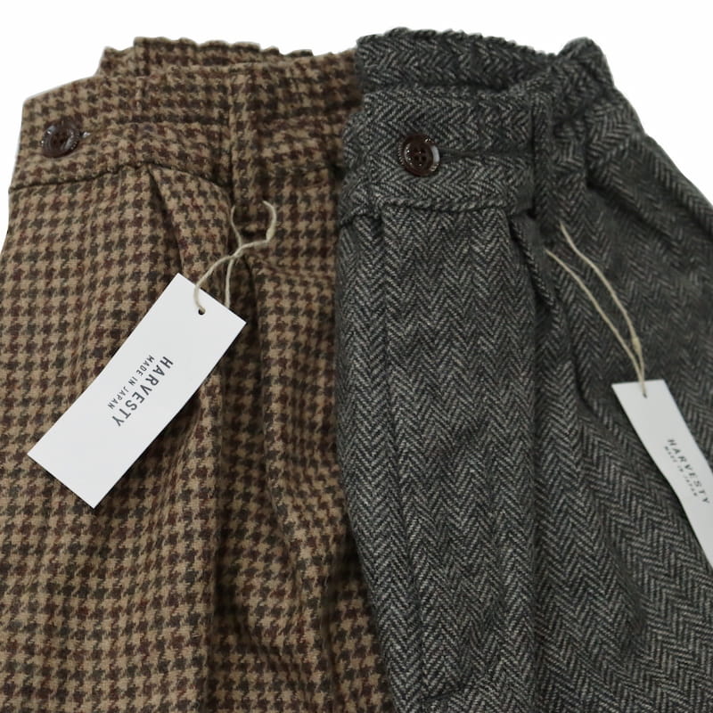 [HARVESTY] WOOL TWEED CIRCUS PANTSウールツイード サーカスパンツ｜A11916 /35キャメル /18チャコール