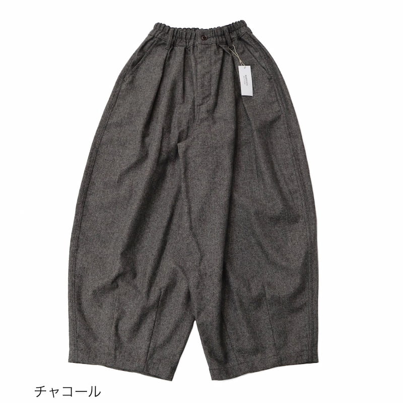 [HARVESTY] WOOL TWEED CIRCUS PANTSウールツイード サーカスパンツ｜A11916 /35キャメル /18チャコール