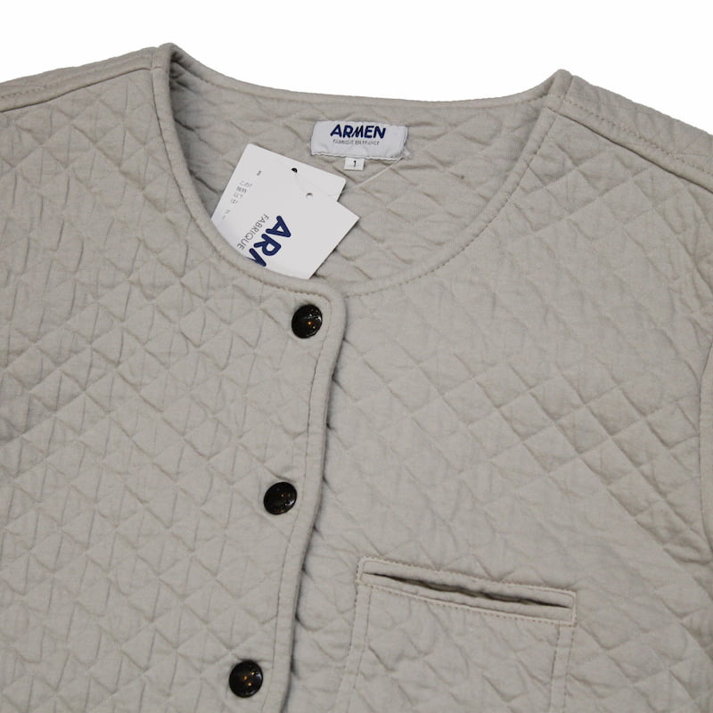 [ARMEN]  Cotton Quilt Nocollar JKT｜NAM1407 /9190ライトグレー