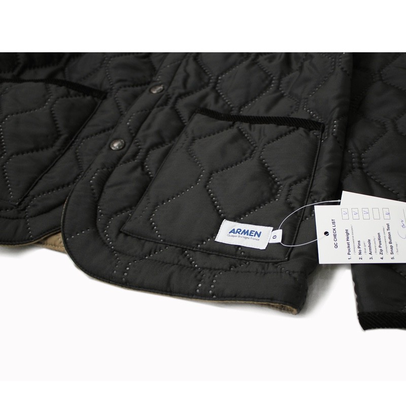 [ARMEN]Plain Polyester/Plain Polyester HEAT QUILT NO COLLAR JACKET(9900BLACK/IRAQ)｜NAM1851PP