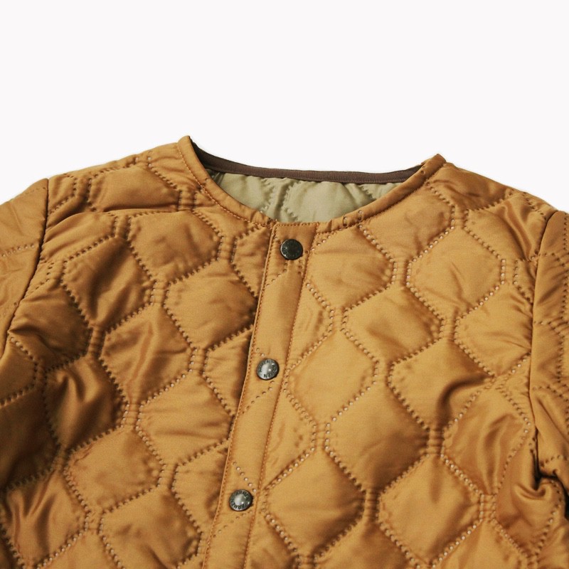 [ARMEN]Plain Polyester/Plain Polyester HEAT QUILT NO COLLAR JACKET(8420TAN/IRAQ)｜NAM1851PP