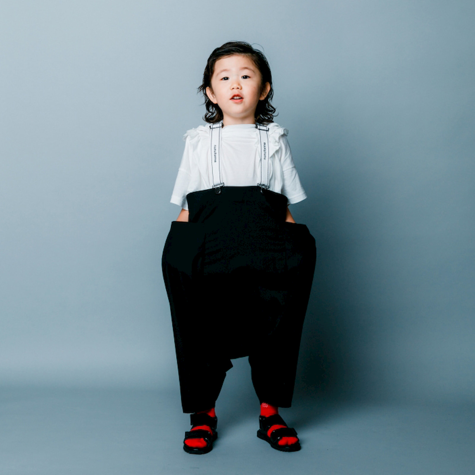 【nunuformeヌヌフォルム】子供服 通販｜サルエルサロペット(Mustard)(Black)：nf13-626-087