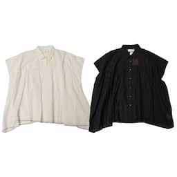 [SOIL]SUPER FINE VOILE WITH POLY SELVAGE GATHERED SHIRT/SL SHIRT｜NSL22001/ナチュラル /ブラックイメージ