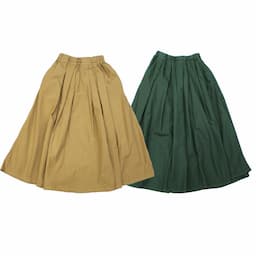 [D.M.G.] タイプライタークロスマキシ丈スカート/355BEIGE/491DARK GREEN｜17-0429Xイメージ