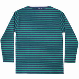 [SAINT JAMES] ウエッソン 長袖 ボーダー：CHAMBRAY(杢ダークブルー)×GREEN(グリーン)イメージ