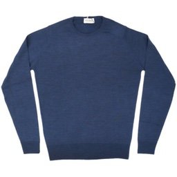 [JOHN SMEDLEY] ルンディ（クルーネックプルオーバー）30G：DERWENT BLUE