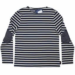 [SAINT JAMES × LAVENHAM] ロングTEE エルボーパッチ：ECRU(キナリ)×MARINE(紺)＆SUFFORK NAVY(ネイビー)