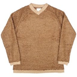 [RE clothing] スモールVネック プルオーバー ウールリング：BROWNイメージ