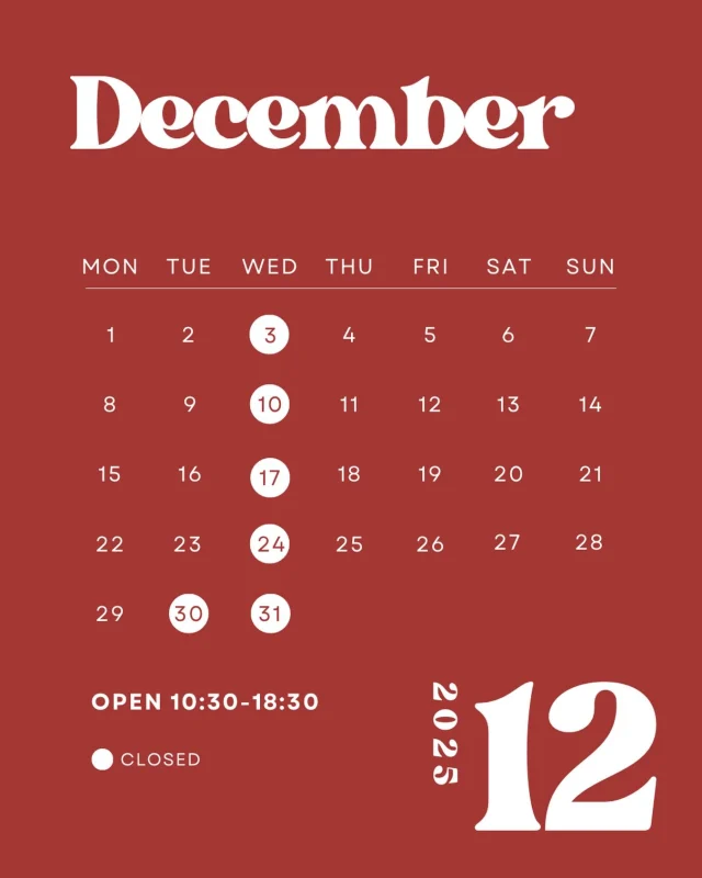 .
【12月定休日・営業時間のお知らせ📢】

定休日　12/3・10・17・24 

年末年始休業　12/30・31・1/1

営業時間　10:30〜18:30
(29日はSALE準備の為、15:00まで)

年末年始の詳しい日程はまたお知らせします📢

12月もよろしくお願いいたします🎄❄️

#松山セレクトショップ
#blessofbless
#ブレスオブブレス
#bless25aw